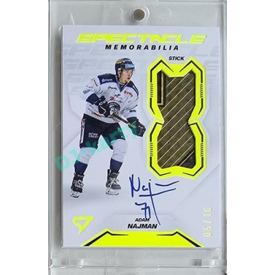 2023/24 Sportzoo ELH 2. serie #SM-AN Adam Najman Spectacle Memorabilia Neon Yellow Auto 05/10