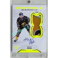 2023/24 Sportzoo ELH 2. serie #SM-NH Nicolas Hlava Spectacle Memorabilia Neon Yellow Auto 03/10