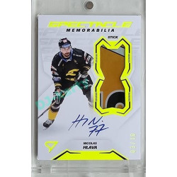 2023/24 Sportzoo ELH 2. serie #SM-NH Nicolas Hlava Spectacle Memorabilia Neon Yellow Auto 03/10