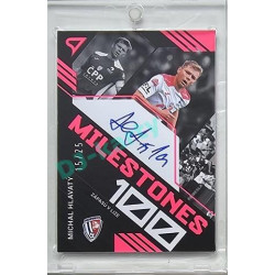 2023/24 Sportzoo Fortuna Liga 2. série #MSS-HL Michal Hlavatý Milestones Neon Pink Auto 15/25