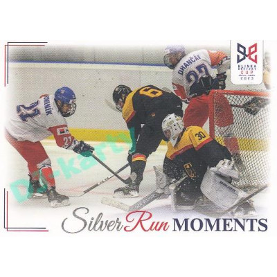 2023/24 Legendary Cards Hlinka Gretzky Cup Young Lions #SRM-22 Humeník proti Německu poprvé skóroval Silver Run Moments