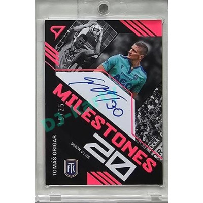 2023/24 Sportzoo Fortuna Liga 2. série #MSS-TG Tomáš Grigar Milestones Neon Pink Auto 19/25