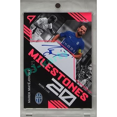 2023/24 Sportzoo Fortuna Liga 2. série #MSS-MM Marek Matějovský Milestones Neon Pink Auto 15/25