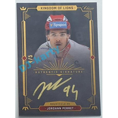 2021 OFS Kingdom of Lions Jordann Perret #A20 4/5 Authentic Signature GOLD