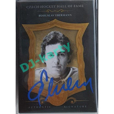 2020 OFS Síň slávy českého hokeje Bohuslav Ebermann #SSCH-BEB 06/20 Black Authentic Signature Blue