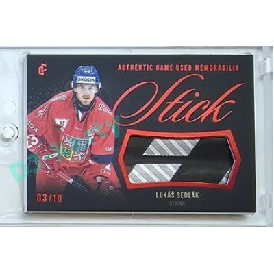 2023/24 LC Expectations Road to Prague #GUM-05 Lukáš Sedlák Stick Authentic Game Used Memorabilia Red 03/10