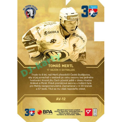 2022/23 Sportzoo ELH 2. série #AV-12 Tomáš Mertl 30 let ELH Limited xx/25