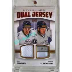 2023/24 Goal cards Chance Liga 2. série #JD-08 Rihu Sihvonen / Markus Korkiakovski EXPO Game Used Material Dual Jersey red 1/2