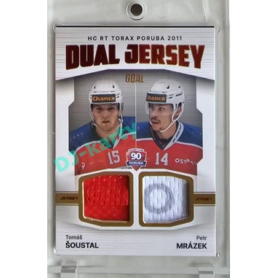2023/24 Goal cards Chance Liga 2. série #JD-07 Tomáš Šoustal / Petr Mrázek EXPO Game Used Material Dual Jersey red 1/2
