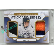 2023/24 Goal cards Chance Liga 2. série #SJ-08 Petr Ton EXPO Game Used Material Jersey&Stick gold 1/2