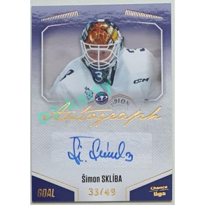 2022/23 Goal Cards Chance Liga 1. série #A-25 Šimon Sklíba Autograph 33/49