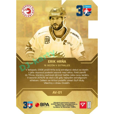 2022/23 Sportzoo ELH 2. série #AV-01 Erik Hrňa 30 let ELH