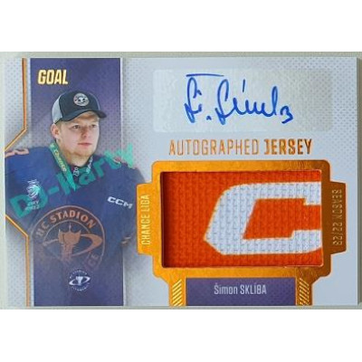2022/23 Goal Cards Chance Liga 2. série #JA-30 Šimon Sklíba Autographed Jersey 16/25