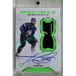 2023/24 Sportzoo ELH 2. serie #SM-JP Jan Piskáček Spectacle Memorabilia Neon Green Auto 09/20