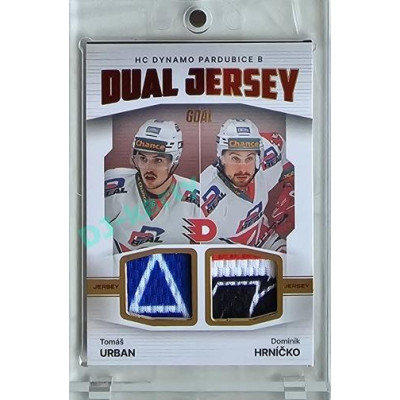 2023/24 Goal cards Chance Liga 2. série #JD-17 Tomáš Urban / Dominik Hrníčko Game Used Material Dual Jersey 19/20