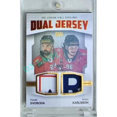 2023/24 Goal cards Chance Liga 2. série #JD-18 Tomáš Svoboda / Anton Karlsson Game Used Material Dual Jersey 19/20