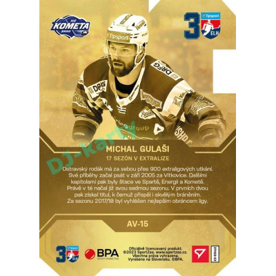2022/23 Sportzoo ELH 2. série #AV-15 Michal Gulaši 30 let ELH Limited xx/50