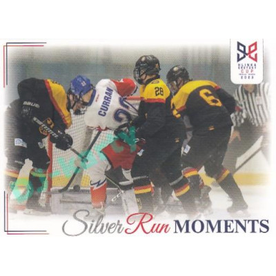 2023/24 Legendary Cards Hlinka Gretzky Cup Young Lions #SRM-30 Curran před bránou zaměstnává Němce Silver Run Moments
