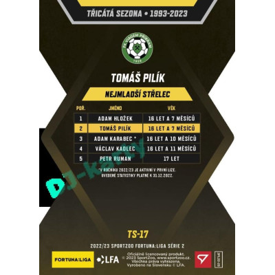 2022/23 Sportzoo Fortuna Liga 2. série #TS-17 Tomáš Pilík Třicátá sezóna F:L