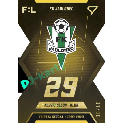 2022/23 Sportzoo Fortuna Liga 2. série #TS-05 FK Jablonec Třicátá sezóna F:L Limited xx/30
