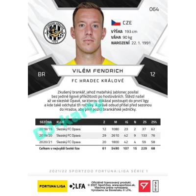 2021/22 Sportzoo Fortuna Liga Vilém Fendrich #64