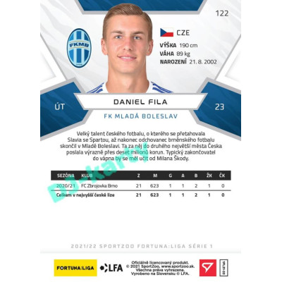 2021/22 Sportzoo Fortuna Liga Daniel Fila #122