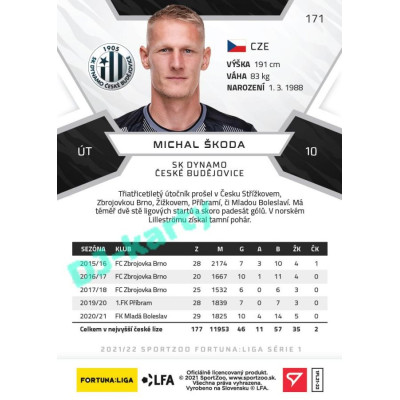 2021/22 Sportzoo Fortuna Liga Michal Škoda #171