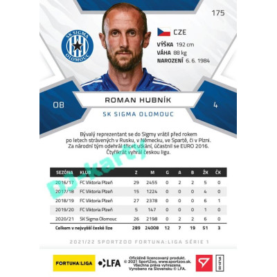 2021/22 Sportzoo Fortuna Liga Roman Hubník #175