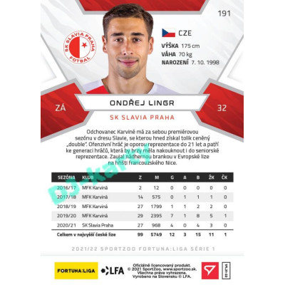 2021/22 Sportzoo Fortuna Liga Ondřej Lingr #191