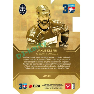 2022/23 Sportzoo ELH 2. série #AV-18 Jakub Klepiš 30 let ELH Limited xx/25