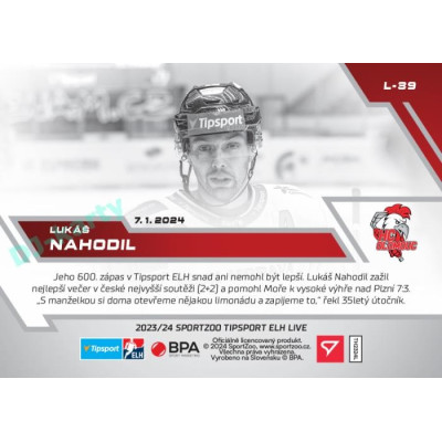 2023/24 Sportzoo ELH LIVE #L-39 Lukáš Nahodil xx/33