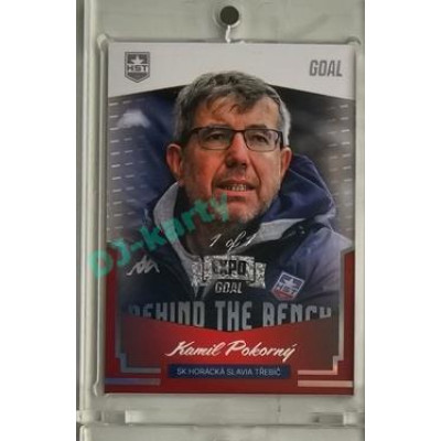 2023/24 Goal cards Chance Liga 2. série #BB-06 Kamil Pokorný Behind the Bench Rainbow perleť Expo 1of1