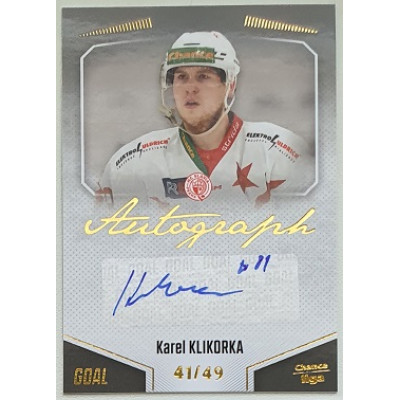 2022/23 Goal Cards Chance Liga 2. série #128 Karel Klikorka Autograph xx/49