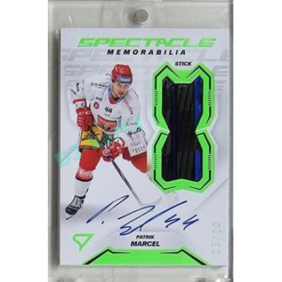 2023/24 Sportzoo ELH 2. serie #SM-PM Patrik Marcel Spectacle Memorabilia Neon Green Auto 03/20