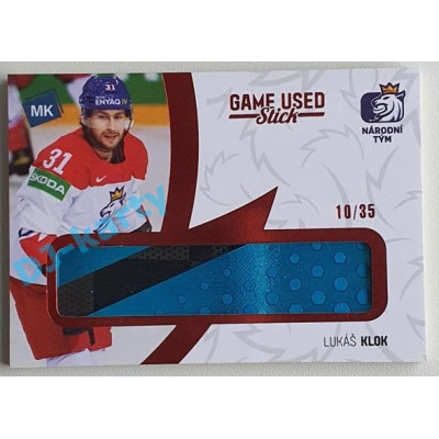 2021 MK reprezentace Lukáš Klok #18 10/35 Game used memorabilia Red