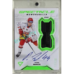 2023/24 Sportzoo ELH 2. serie #SM-PM Patrik Marcel Spectacle Memorabilia Neon Green Auto 17/20