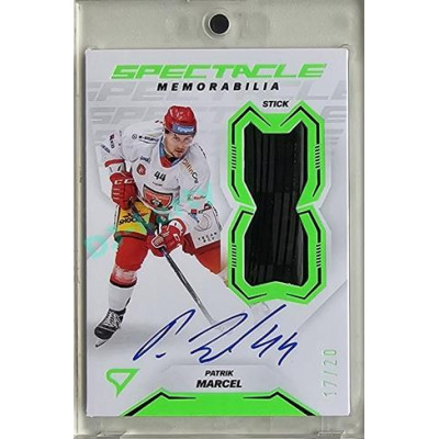 2023/24 Sportzoo ELH 2. serie #SM-PM Patrik Marcel Spectacle Memorabilia Neon Green Auto 17/20