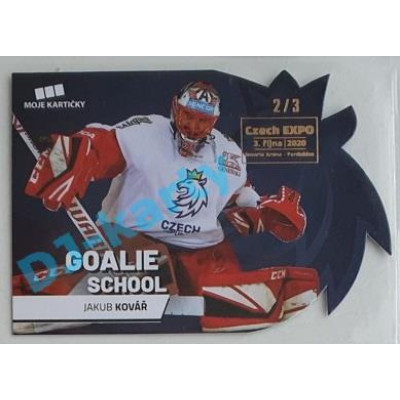 2020 MK reprezentace Jakub Kovář #8 2/3 Goalie School Die-cut Blue Czech Expo