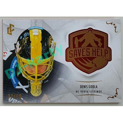2021/22 Legendary Cards SAVES HELP MEMORABILIA SERIES #SH-009 Denis Godla Red xx/50