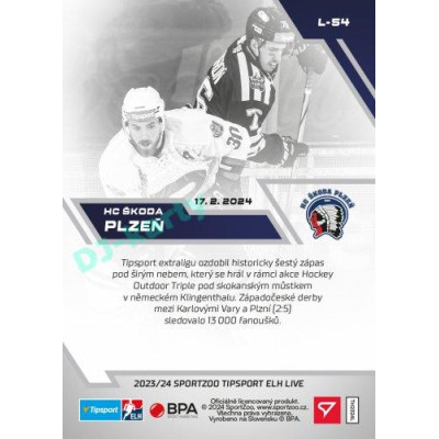 2023/24 Sportzoo ELH LIVE #L-54 HC ŠKODA Plzeň xx/45
