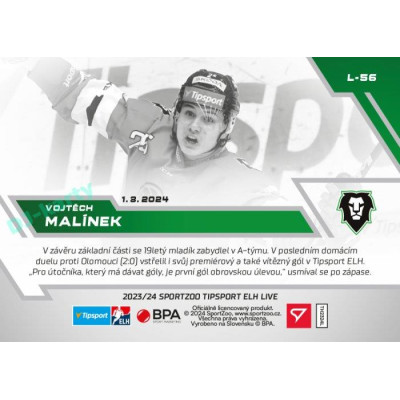 2023/24 Sportzoo ELH LIVE #L-56 Vojtěch Malínek xx/32