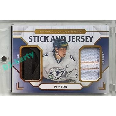2023/24 Goal cards Chance Liga 2. série #SJ-08 Petr Ton Game Used Material Jersey&Stick 08/10