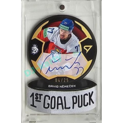 2024 Sportzoo Hokejové ČESKO #GPS-DN David Němeček 1st Goal Puck Auto 04/25