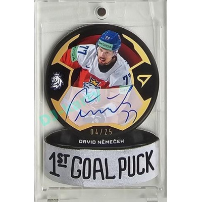 2024 Sportzoo Hokejové ČESKO #GPS-DN David Němeček 1st Goal Puck Auto 04/25