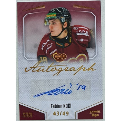 2022/23 Goal Cards Chance Liga 2. série #86 Fabien Kočí Autograph xx/49