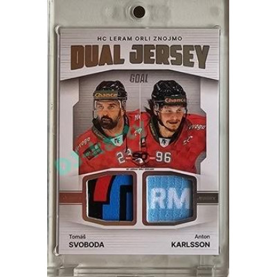 2023/24 Goal cards Chance Liga 2. série #JD-18 Tomáš Svoboda / Anton Karlsson Game Used Material Dual Jersey 4/5