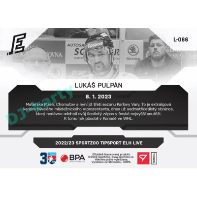 2022/23 Sportzoo ELH LIVE #L-066 Lukáš Pulpán xx/38
