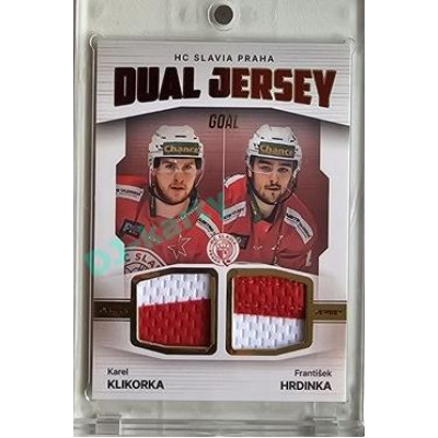 2023/24 Goal cards Chance Liga 2. série #JD-14 Karel Klikorka / František Hrdinka Game Used Material Dual Jersey 20/20