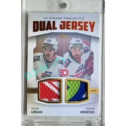 2023/24 Goal cards Chance Liga 2. série #JD-17 Tomáš Urban / Dominik Hrníčko Game Used Material Dual Jersey 20/20