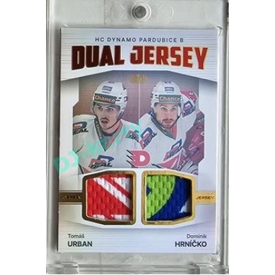 2023/24 Goal cards Chance Liga 2. série #JD-17 Tomáš Urban / Dominik Hrníčko Game Used Material Dual Jersey 20/20